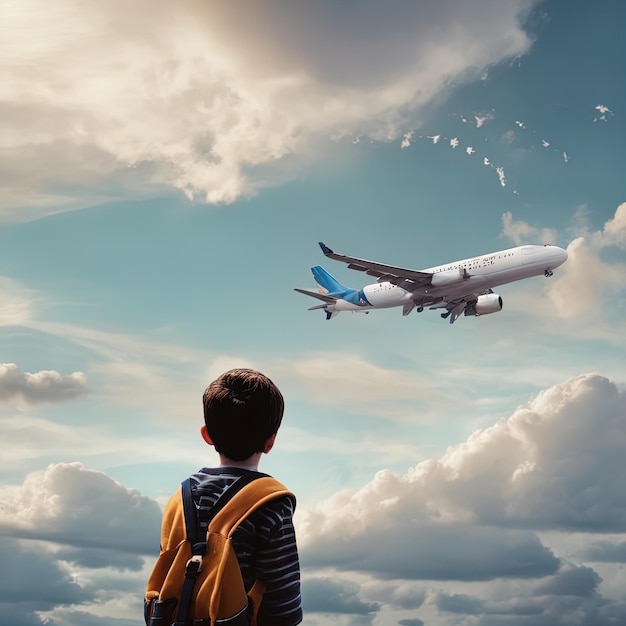 garotinho com o aviãozinho no avião