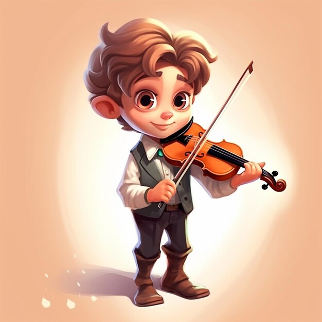 garotinho dos desenhos animados tocando instrumento musical