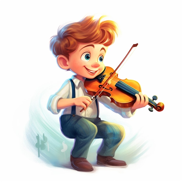 garotinho dos desenhos animados tocando instrumento musical