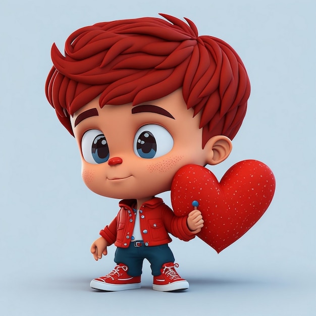 Garoto bonito desenho de menino amor imagem de ícone bonito estilo cômico ilustração de menino selvagem renderização em 3D C4D