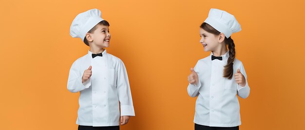 Foto garoto feliz chef cozinheiro boné backgroud com espaço de cópia