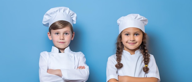 Garoto feliz chef cozinheiro boné backgroud com espaço de cópia