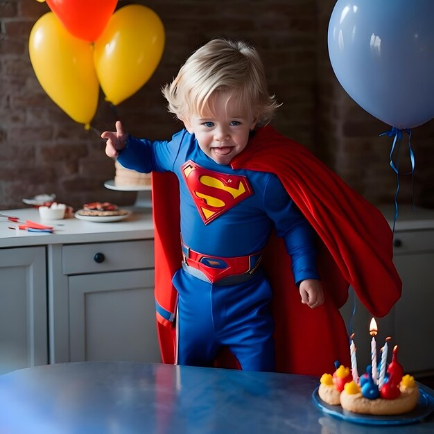 Garoto feliz comemorando aniversário criado com IA generativa