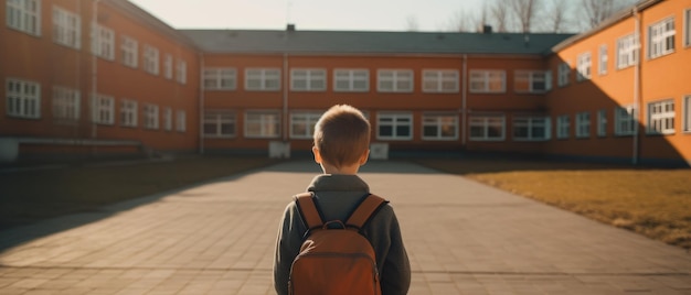 Garoto olhando para a escola de volta à escola IA generativa