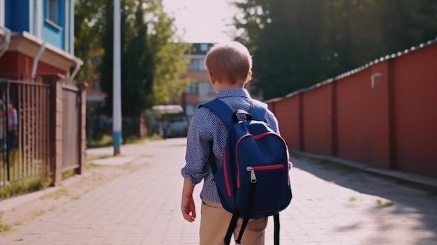 Garoto vai para a escola Ilustração AI GenerativexA