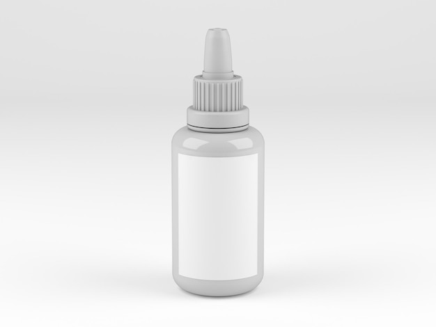 Foto garrafa branca de maquete em uma renderização 3d de fundo branco