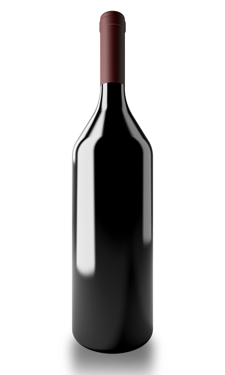 Foto garrafa com vinho tinto isolado