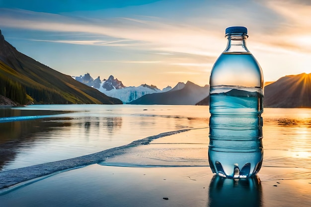 garrafa de água mineral com marca de água fresca e pura das geleiras