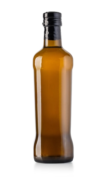 Foto garrafa de azeite isolada em branco com traçado de recorte