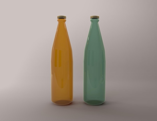 Garrafa de bebidas alcoólicas de cerveja ilustração renderizada em 3d