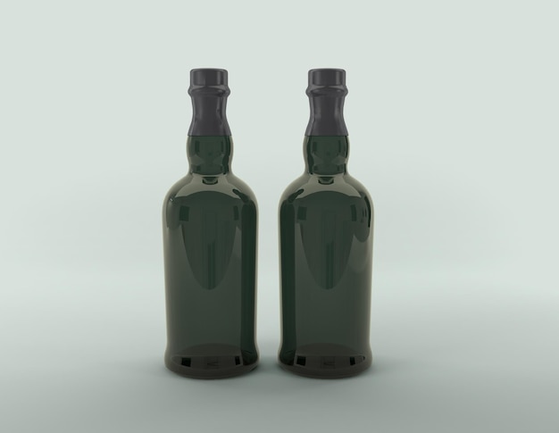 Garrafa de bebidas alcoólicas de cerveja ilustração renderizada em 3D