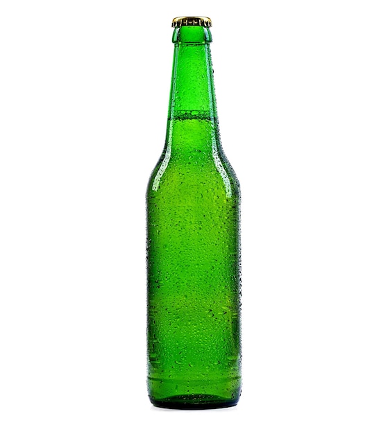 Garrafa de cerveja verde com isolamento de gotas