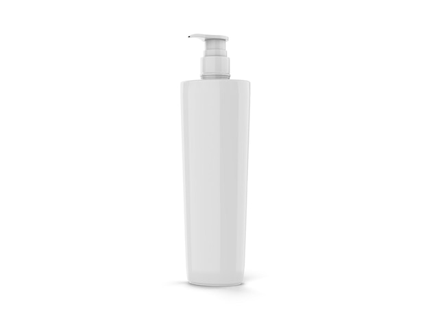 garrafa de desinfetante para as mãos de plástico branco isolada na imagem de maquete em branco de fundo branco.