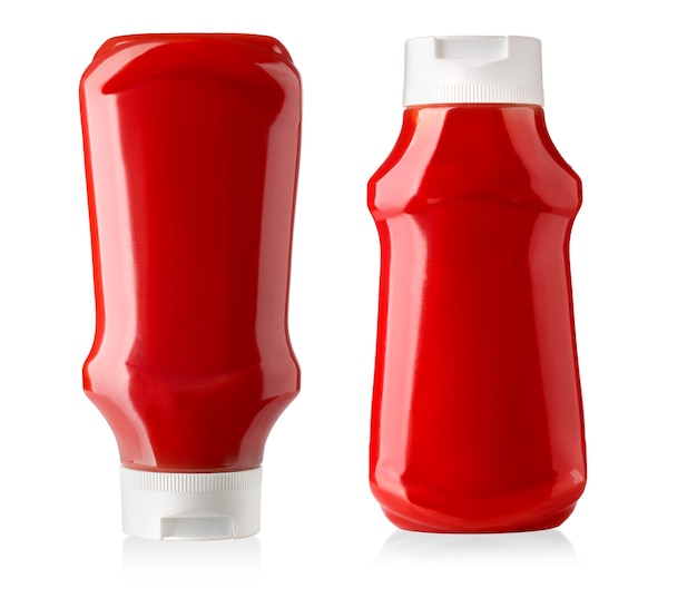 Foto garrafa de ketchup isolada no branco