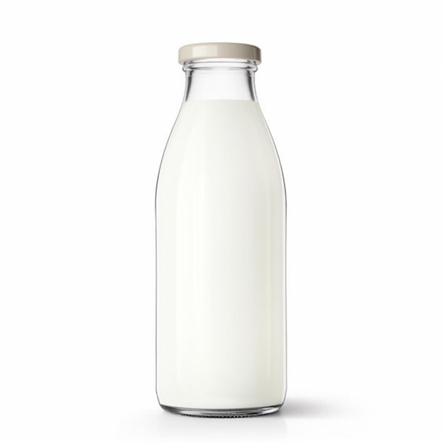 Garrafa de leite isolada no fundo branco