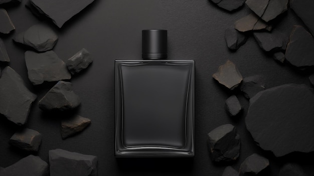 Foto garrafa de perfume com modelo de etiqueta em branco