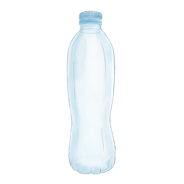 Foto garrafa de plástico desenhada de mão