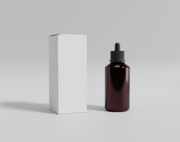 Garrafa de plástico marrom realista, garrafa de vidro madicine, renderização em 3d, ilustração em 3d, renderização