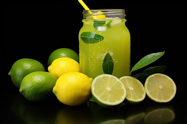 Foto garrafa de suco de libação de lavanda de limão