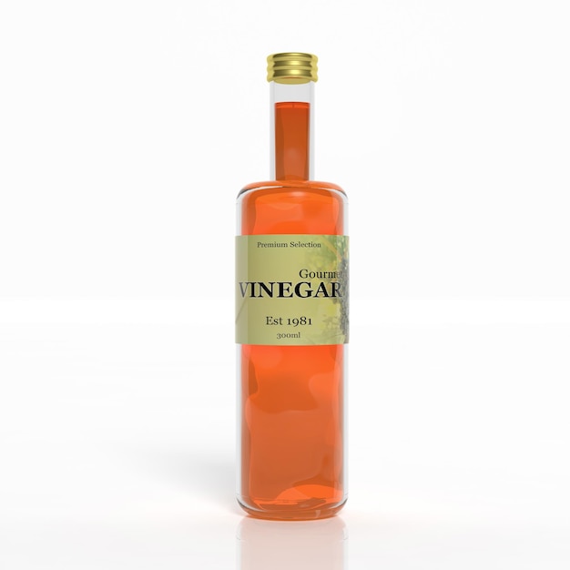 garrafa de vidro de vinagre 3D isolada em branco