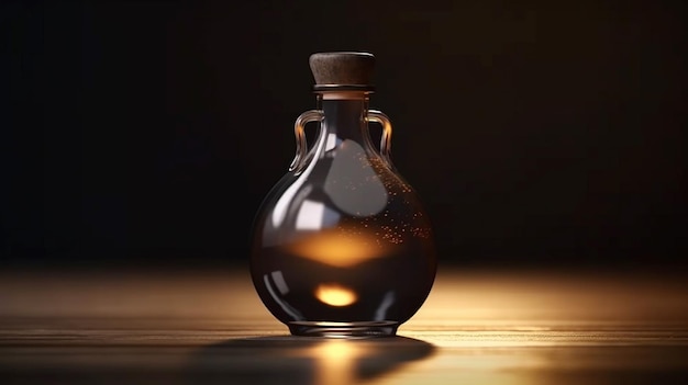 Garrafa de vidro escuro com uma única gota de líquido