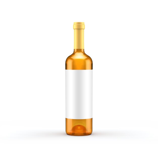 Garrafa de vinho branca isolada. Ilustração 3D, renderização em 3D.