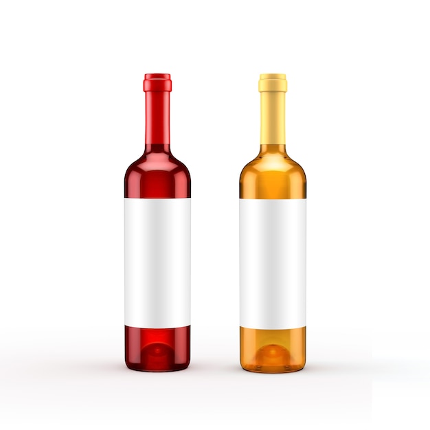 Garrafa de vinho tinto isolada branca. Ilustração 3D, renderização em 3D.