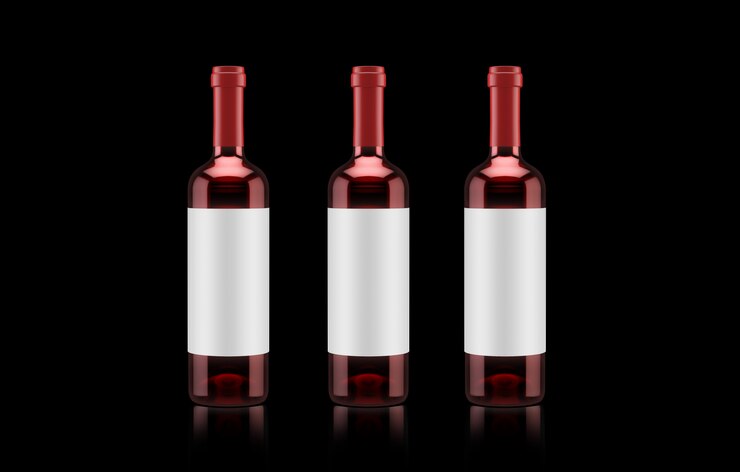 Foto garrafa de vinho tinto isolada. ilustração 3d, renderização em 3d.