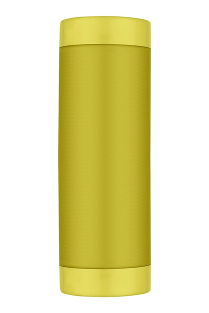 garrafa térmica amarela isolada no fundo branco