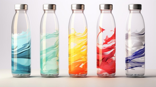 garrafas de água coloridas
