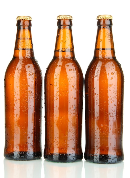 Garrafas de cerveja isoladas em branco