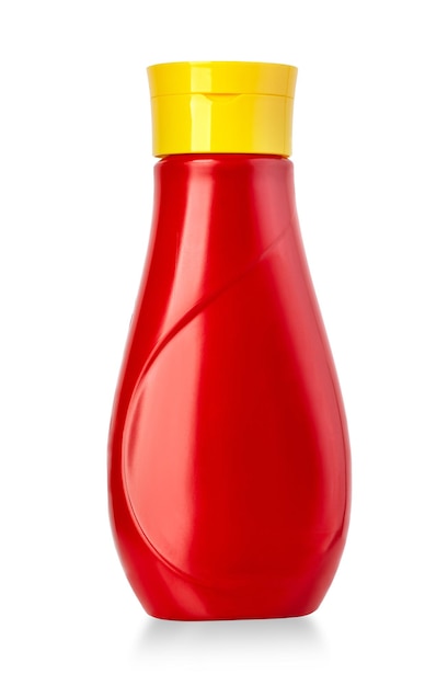 Garrafas de ketchup de plástico isoladas em branco