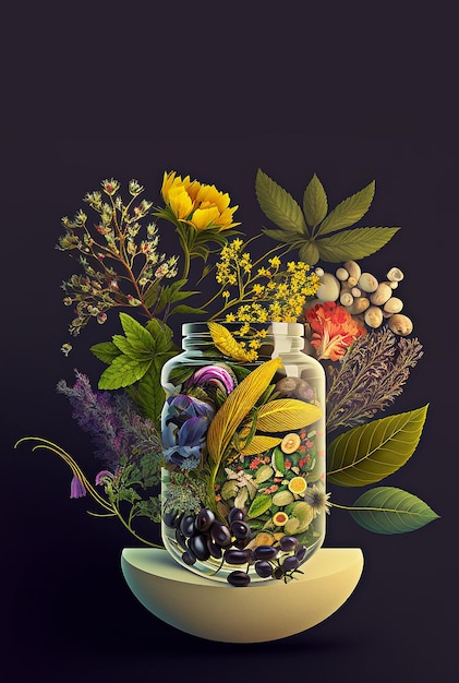 Garrafas de óleo de ervas homeopatia ervas Generative AI