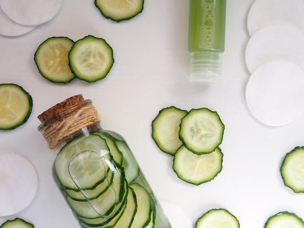 Garrafas de toner de pepino almofadas de algodão fatias de pepino