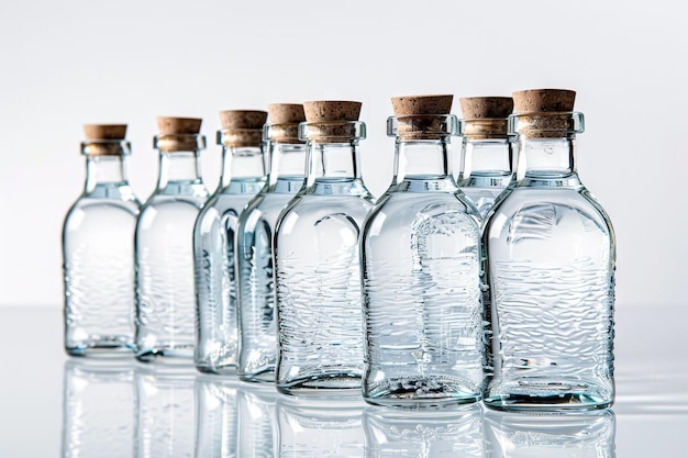 garrafas de vidro com água isolada em branco