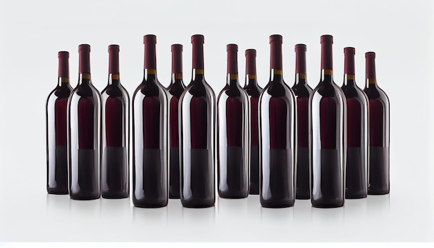 Garrafas de vinho tinto em um fundo branco Isolatedgenerative ai