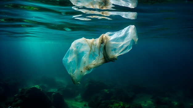 garrafas plásticas no conceito de poluição ambiental do mar