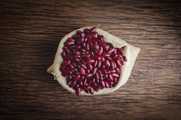 Gartenbohne, rote Bohnen im Sack