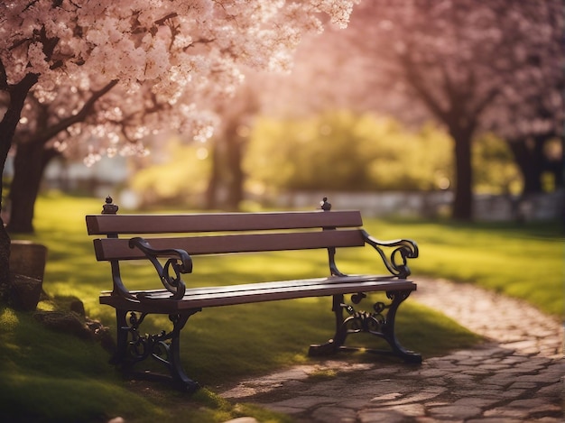 Gartenlandschaft mit Kirschblüten