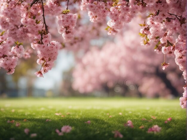 Gartenlandschaft mit Kirschblüten