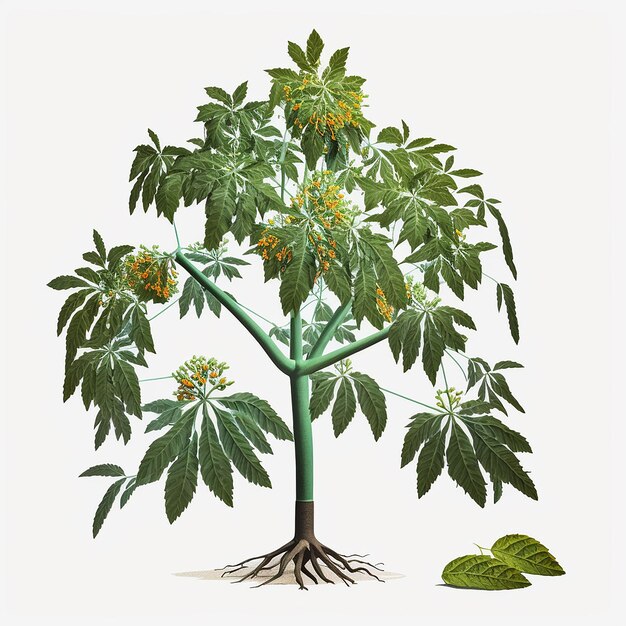 Gartenpflanzen grüner Papaya-Obstbaum AI-generiertes Bild