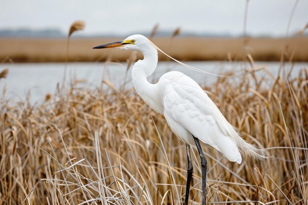 Una garza con el plumaje de cría completo