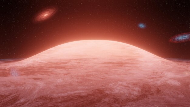 Gas und Plasma drehen sich um ein Schwarzes Loch mit mehreren Galaxien im Hintergrund 3D-Rendering