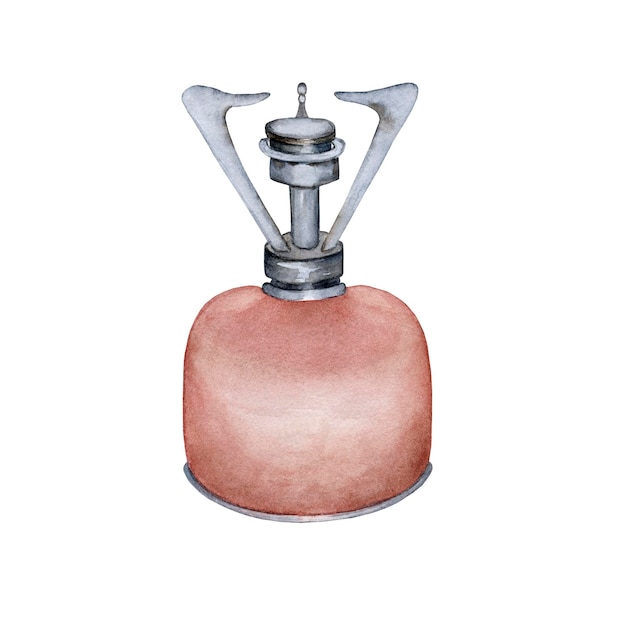 Gasbrenner zum Kochen im Freien auf einer Reise Aquarell-Illustration