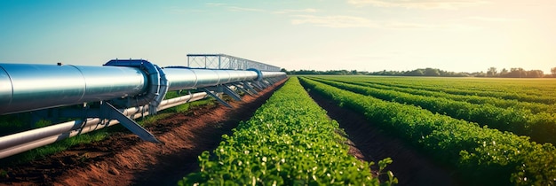 gasoduto industrial que transporta água para irrigação contribuindo para atividades agrícolas