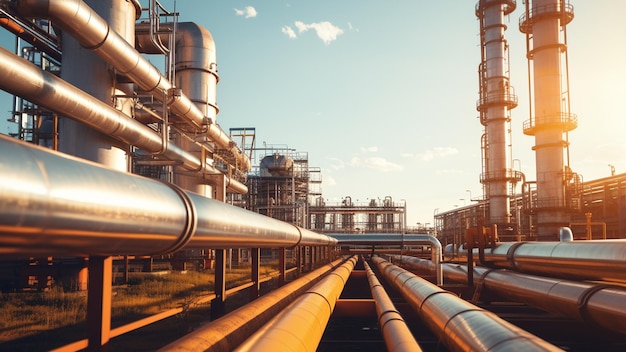 gasoduto planta petroquímica refinaria de petróleo e processo de transferência de petróleo industrial na fábrica
