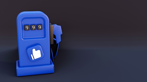 gasolinera azul con redes sociales como insignia