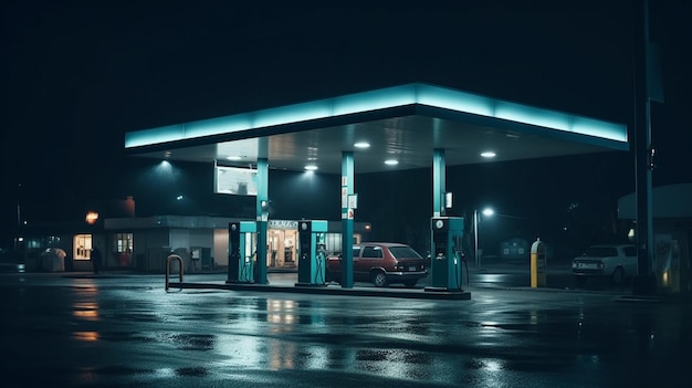 Gasolinera de noche Ai Generativo