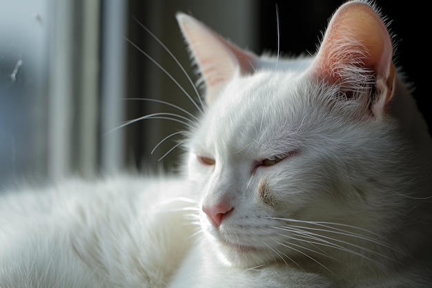 Gata albino fêmea incomum Gerar Ai