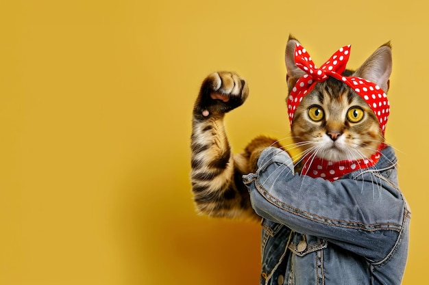 Foto gatinha em estilo pinup mostrando bíceps poder feminino direitos femininos feminismo dia internacional da mulher